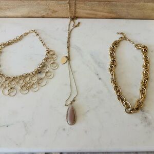 3 Elegant Costume Gold Necklace Set